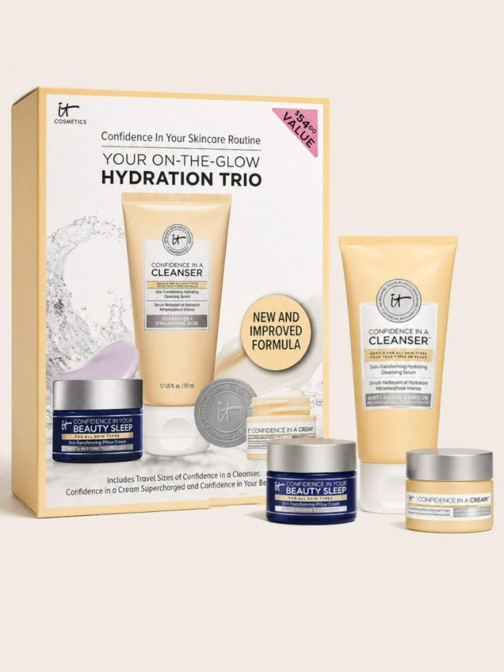 IT Cosmetics Your On-The-Glow Hydration Trio Skincare Gift Set NIB $54 Value